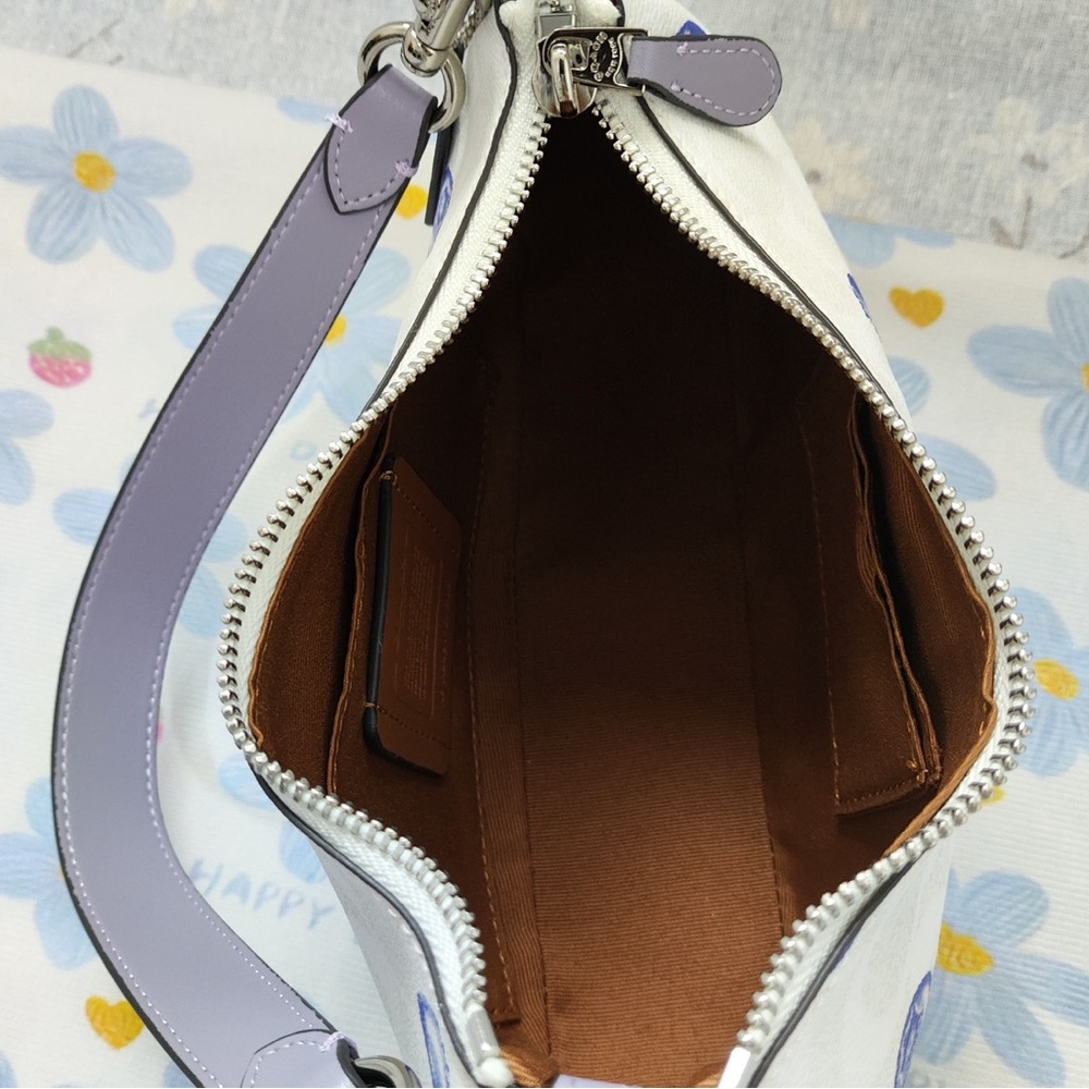 Coach White Mini Shoulder Bag with Lavender and Blue Berry Print - Picture 11 of 12